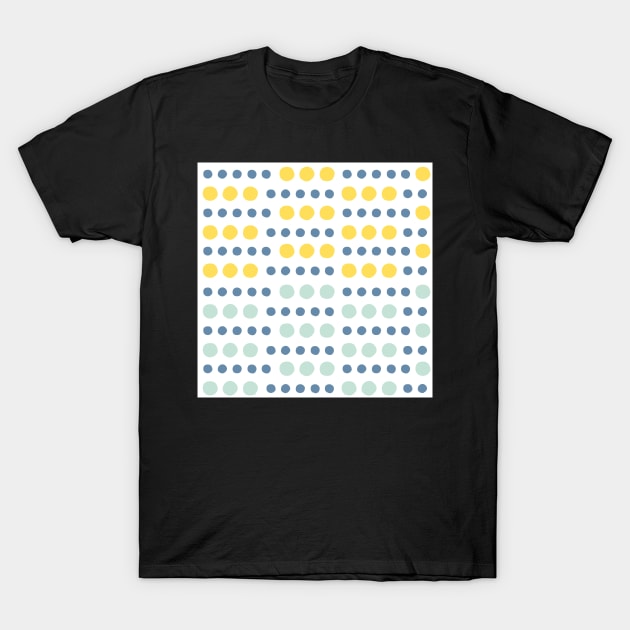 Whimsical Blue and Yellow Dots T-Shirt by greenoriginals